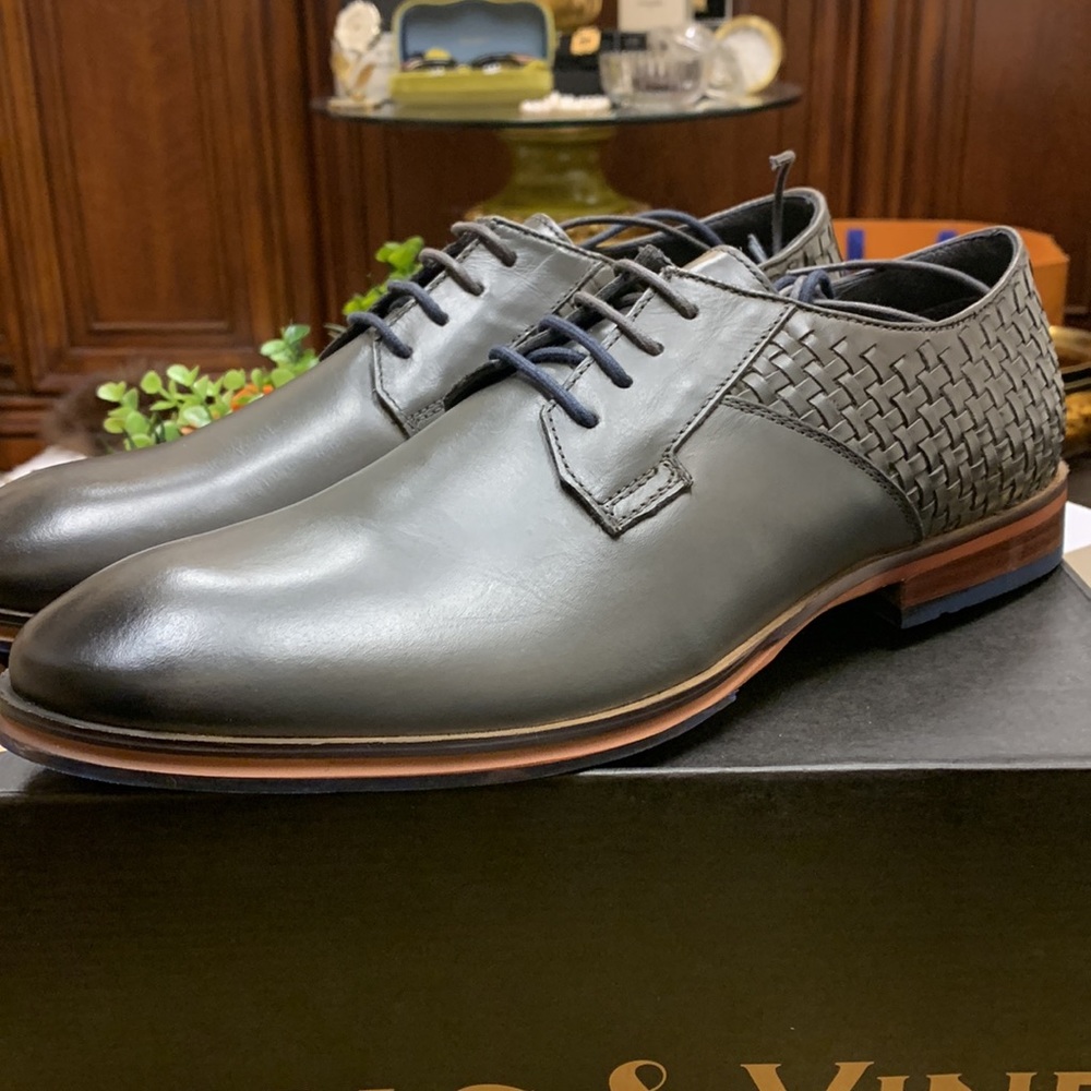 Thomas & Vine genuine Leather Grey Legion Oxford Dress Shoe
